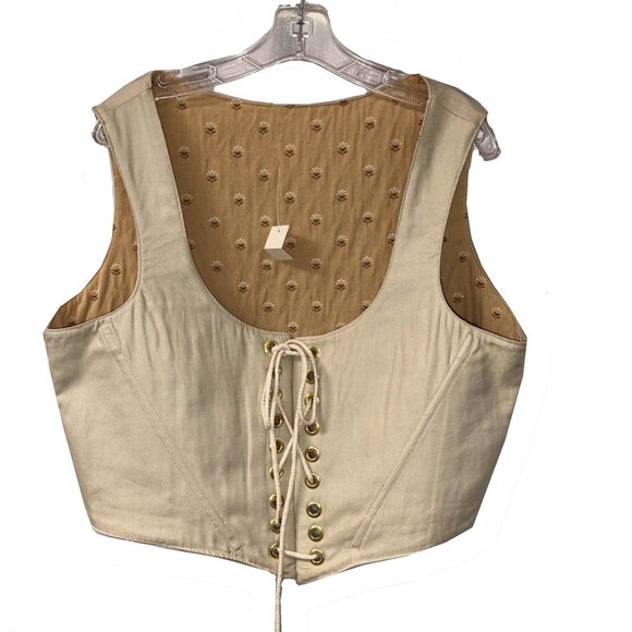 Renaissance Tan Bodice Reversible Boned New Approx. Sz 24 - Picture 3 of 5